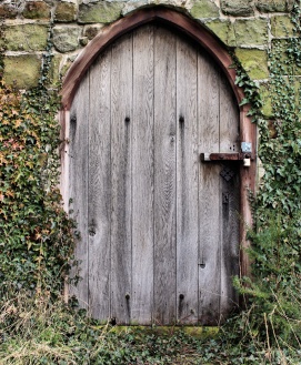 Wooden door of an ancient church